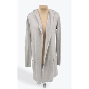 Pure Amici‎ XS Cardigan Sweater Hoodie Open Front Cashmere Linen Gray